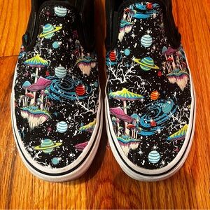 Vans Space-Themed Mushroom Slip-On Sneakers Galactic Unique Glow in the Dark